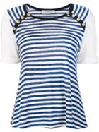 Derek Lam 10 Crosby Striped Shortsleeved T-shirt, Women's, Size: Small, Blue, Linen/flax