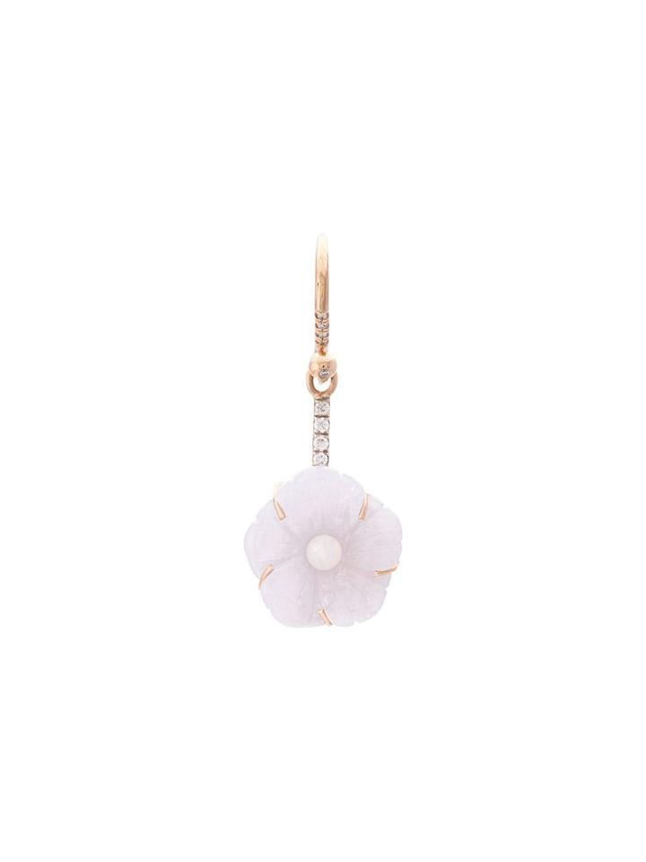 Irene Neuwirth 18kt Gold One-of-a-kind Blue Chalcedony Flower Earring