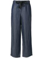 Emporio Armani Ribbon Tied Straight Trousers - Blue