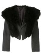 Comme Des Garçons Pre-owned Faux Fur Shawl Cropped Jacket - Black