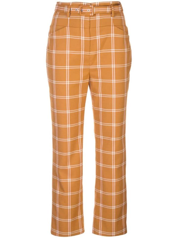 Jonathan Simkhai Windowpane High-waisted Cigarette Trousers - Gold