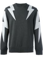 Neil Barrett Lightning Bolt Sweatshirt, Men's, Size: Xxs, Grey, Viscose/spandex/elastane/lyocell/cotton