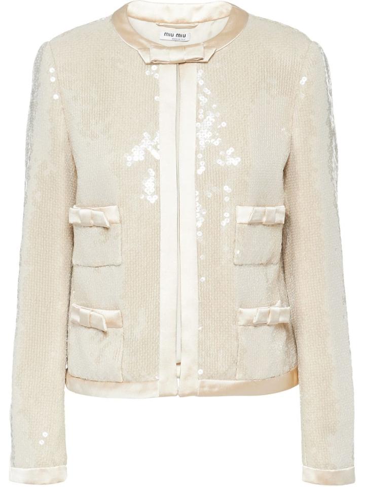 Miu Miu Embellished Fitted Jacket - Neutrals