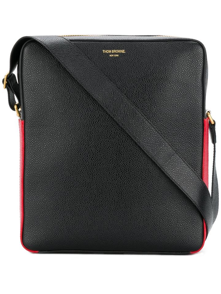 Thom Browne Seamed Panel Pebble Grain Leather Camera Bag - Black