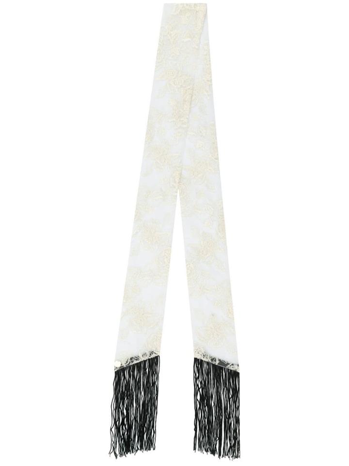 Ann Demeulemeester Lace Embroidered Floral Scarf - White