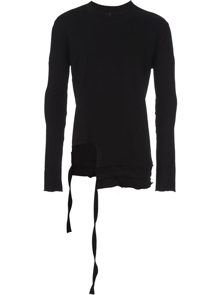 Barbara I Gongini Longsleeved Asymmetric T-shirt, Men's, Size: 48, Black, Cotton