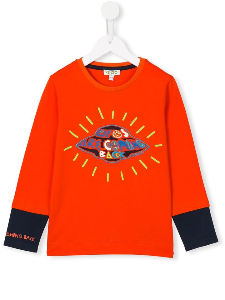 Kenzo Kids Ufo's Are Coming T-shirt, Boy's, Size: 6 Yrs, Yellow/orange