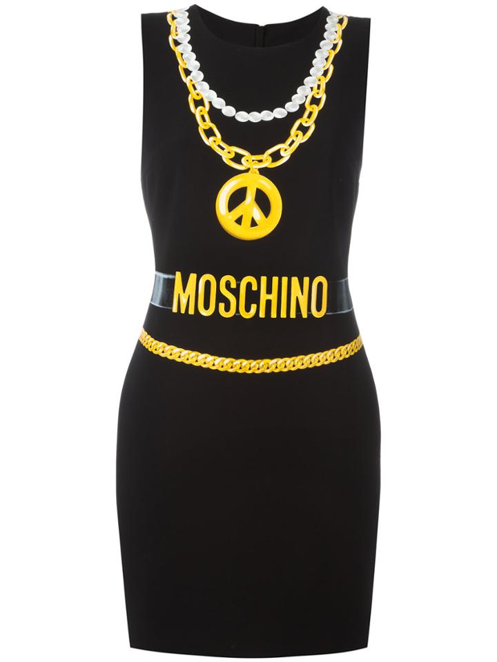 Moschino Trompe-l'oeil Chain Necklace Dress - Black