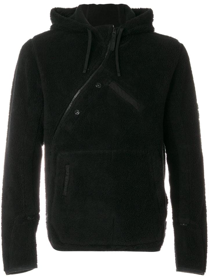 Stone Island Shadow Project Asymmetric Plush Fleece Hoodie - Black