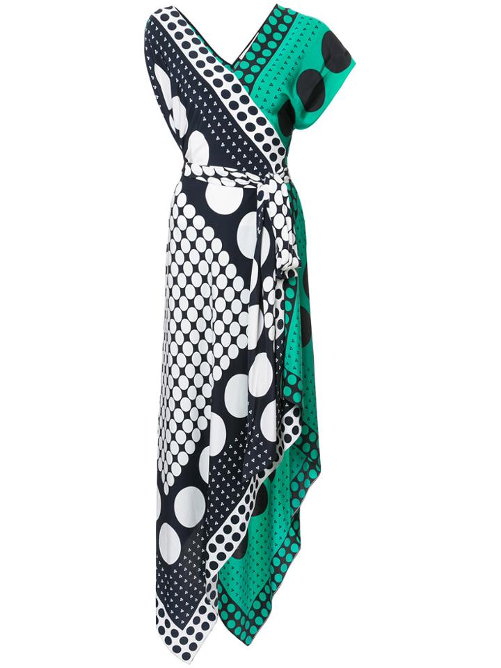 Dvf Diane Von Furstenberg Asymmetric Sleeve Scarf Dress - Black