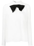 Prada Bow Applique Top, Women's, Size: 42, White, Silk