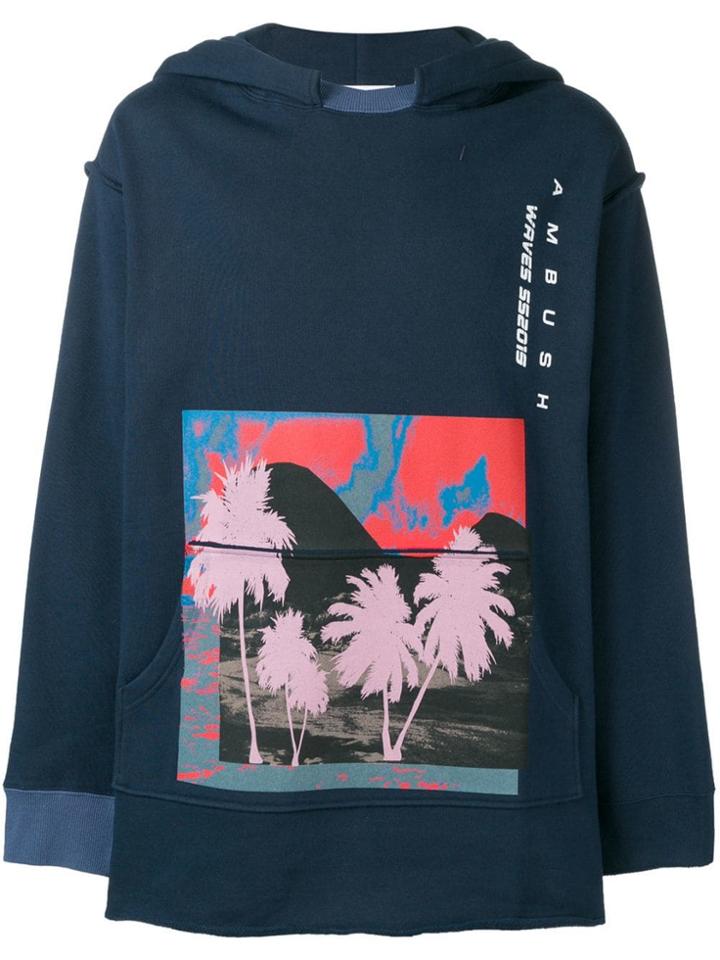 Ambush Graphic Print Hoodie - Blue