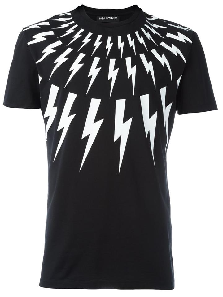 Neil Barrett 'lightning Bolt' T-shirt, Men's, Size: Medium, Black, Cotton