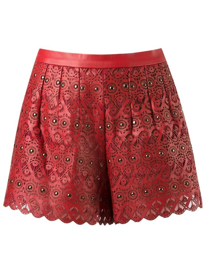 Andrea Bogosian Lace Shorts, Women's, Size: P, Red, Leather