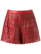 Andrea Bogosian Lace Shorts, Women's, Size: P, Red, Leather