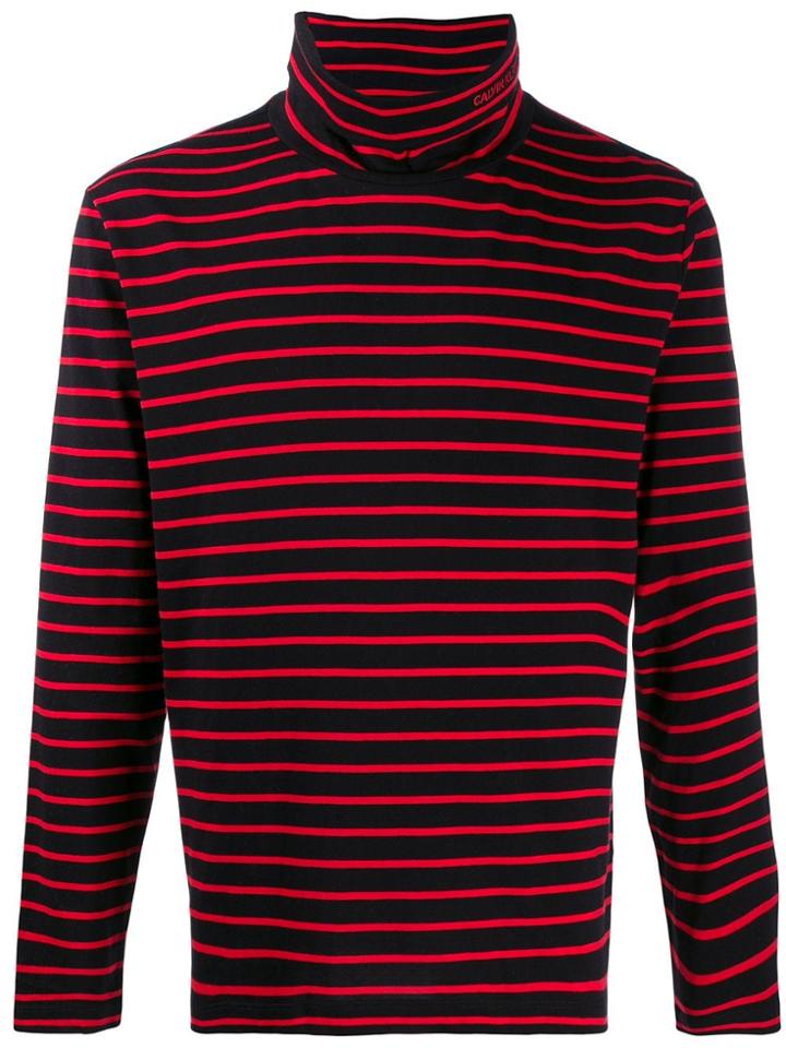 Calvin Klein Jeans Striped Roll-neck Top - Black