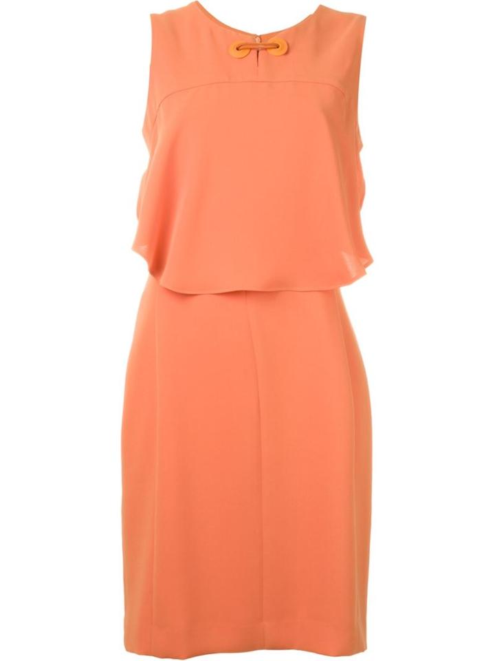 Emporio Armani Layered Shift Dress, Women's, Size: 46, Yellow/orange, Polyester