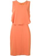 Emporio Armani Layered Shift Dress, Women's, Size: 46, Yellow/orange, Polyester