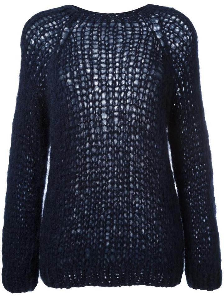 Maiami Ribbed Trim Jumper, Women's, Size: Medium, Blue, Mohair/merino/polyamide