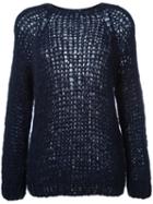 Maiami Ribbed Trim Jumper, Women's, Size: Medium, Blue, Mohair/merino/polyamide