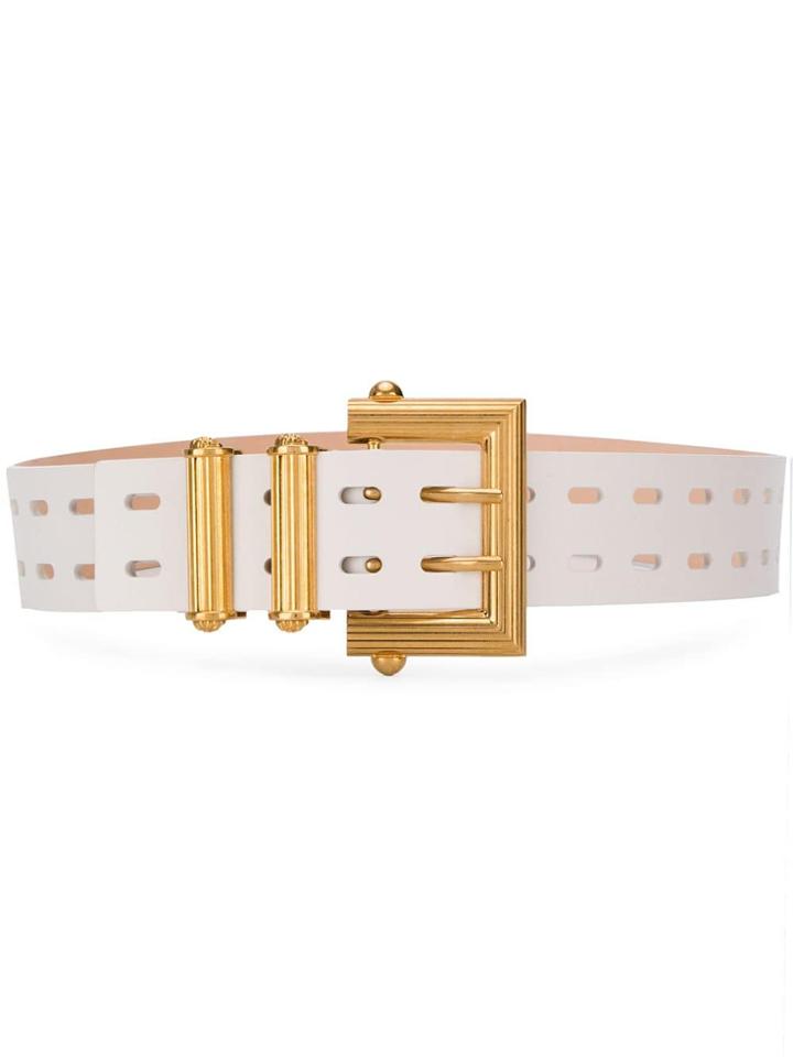 Versace Tribute Square Buckle Belt - White