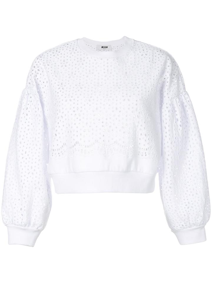 Msgm Eyelet Knitted Top - White