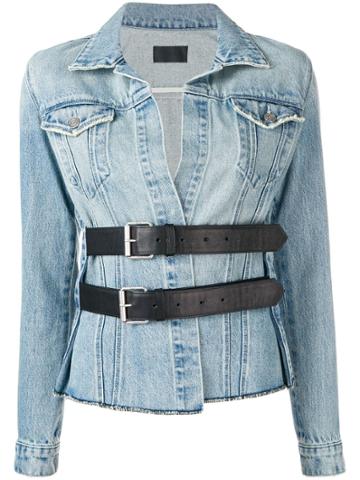 Rta Belted Denim Jacket - Blue