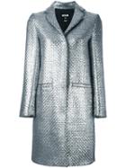 Msgm Woven Single Breasted Coat, Women's, Size: 44, Grey, Polyamide/viscose/wool/polyacrylic