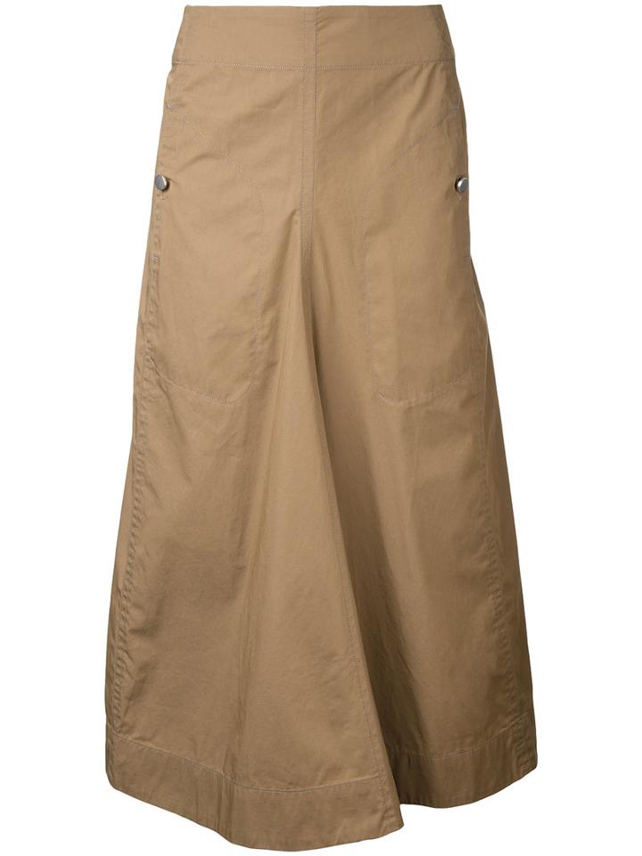 Lemaire - Long Flared Skirt - Women - Cotton/polyurethane - 38, Brown, Cotton/polyurethane