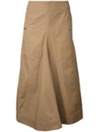 Lemaire - Long Flared Skirt - Women - Cotton/polyurethane - 38, Brown, Cotton/polyurethane