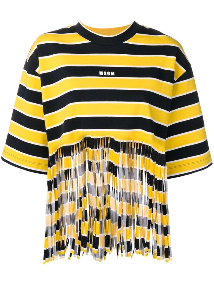 Msgm Shredded Striped T-shirt - Yellow