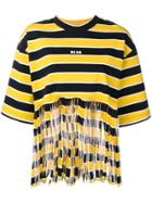 Msgm Shredded Striped T-shirt - Yellow