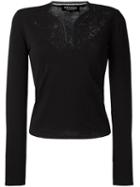 Twin-set Lace V-neck Jumper, Women's, Size: Xs, Black, Cotton/polyamide/spandex/elastane