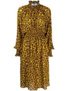 Msgm Animal Print Midi Dress - Yellow