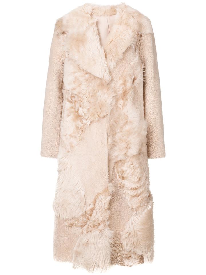 Drome - Midi Fur Coat - Women - Lamb Skin/cupro - Xs, Nude/neutrals, Lamb Skin/cupro