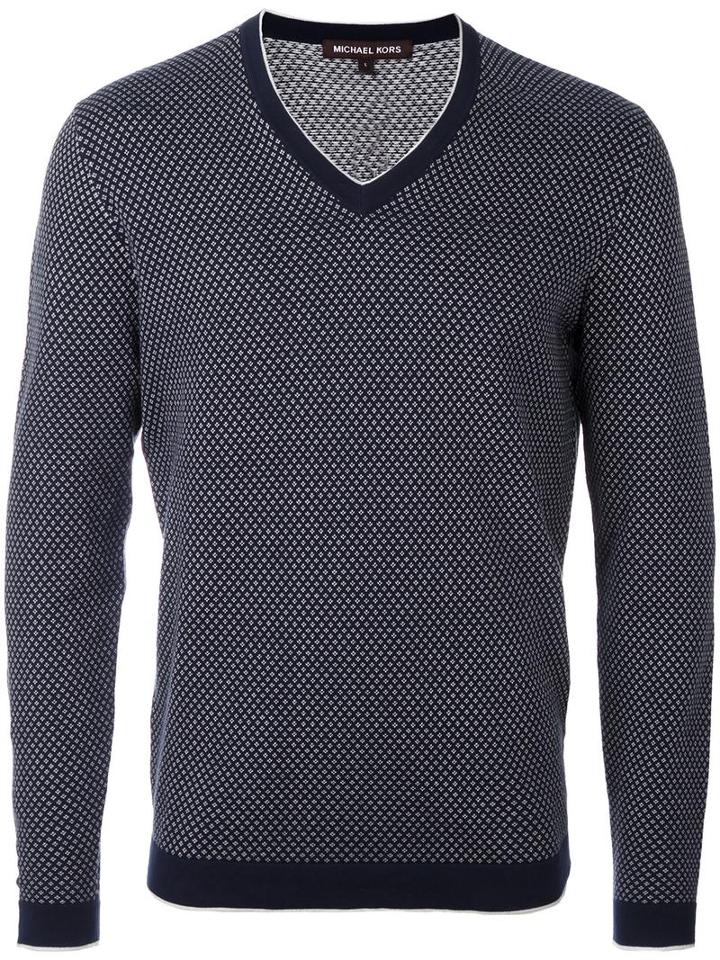 Michael Kors Floral Embroidered Jumper, Men's, Size: Xl, Blue, Cotton