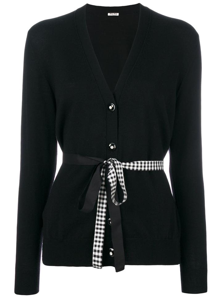 Miu Miu Belted Cardigan - Black