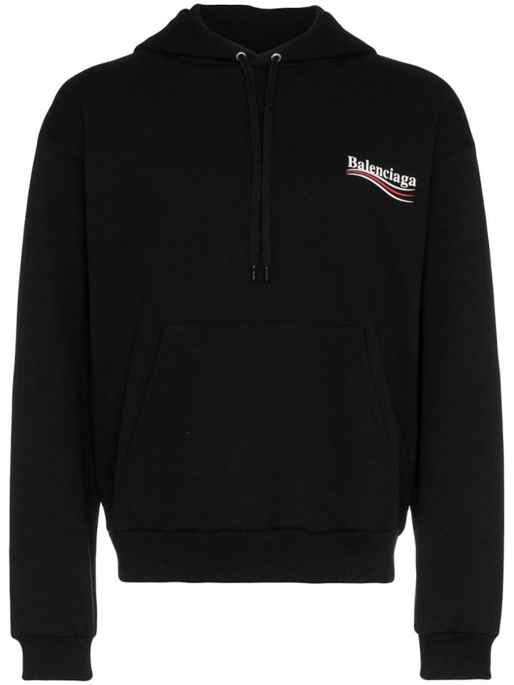 Balenciaga Political Logo Hoodie Sweater - Black