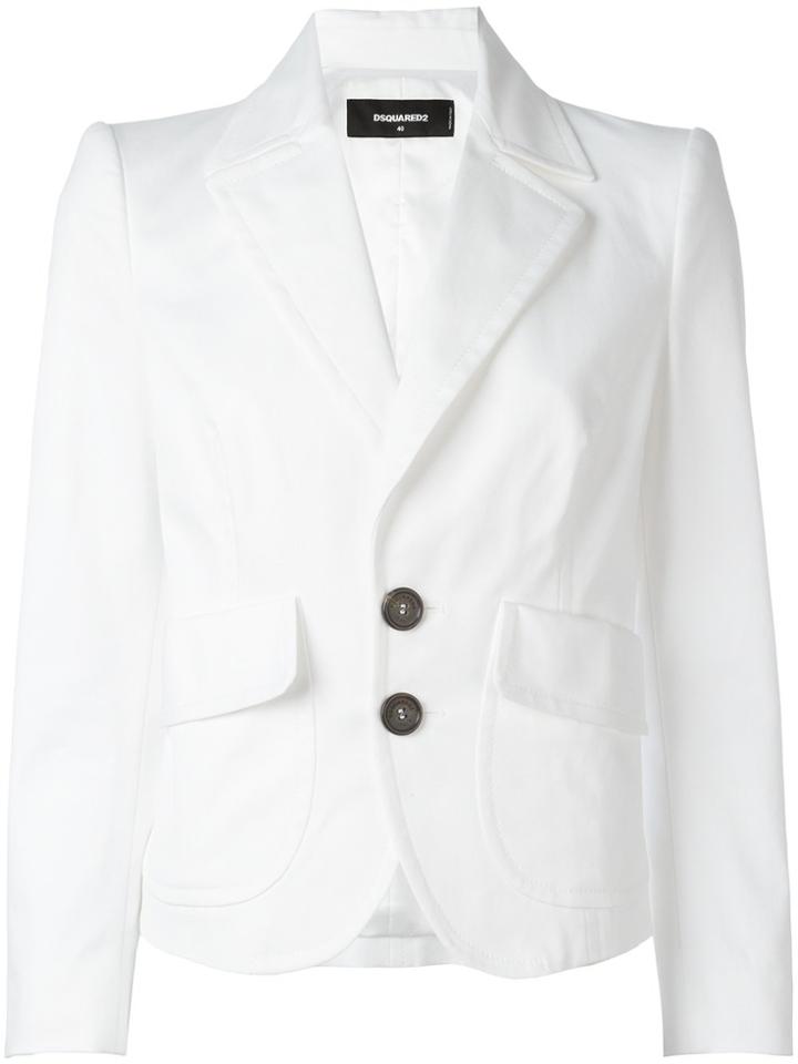 Dsquared2 Cropped Peaked Lapel Blazer - White