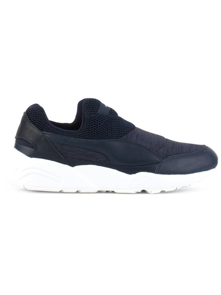 Puma Perforated Slip-on Sneakers, Men's, Size: 23, Blue, Artificial Leather