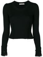 Philosophy Di Lorenzo Serafini Lace Cuffs Ribbed Blouse - Black