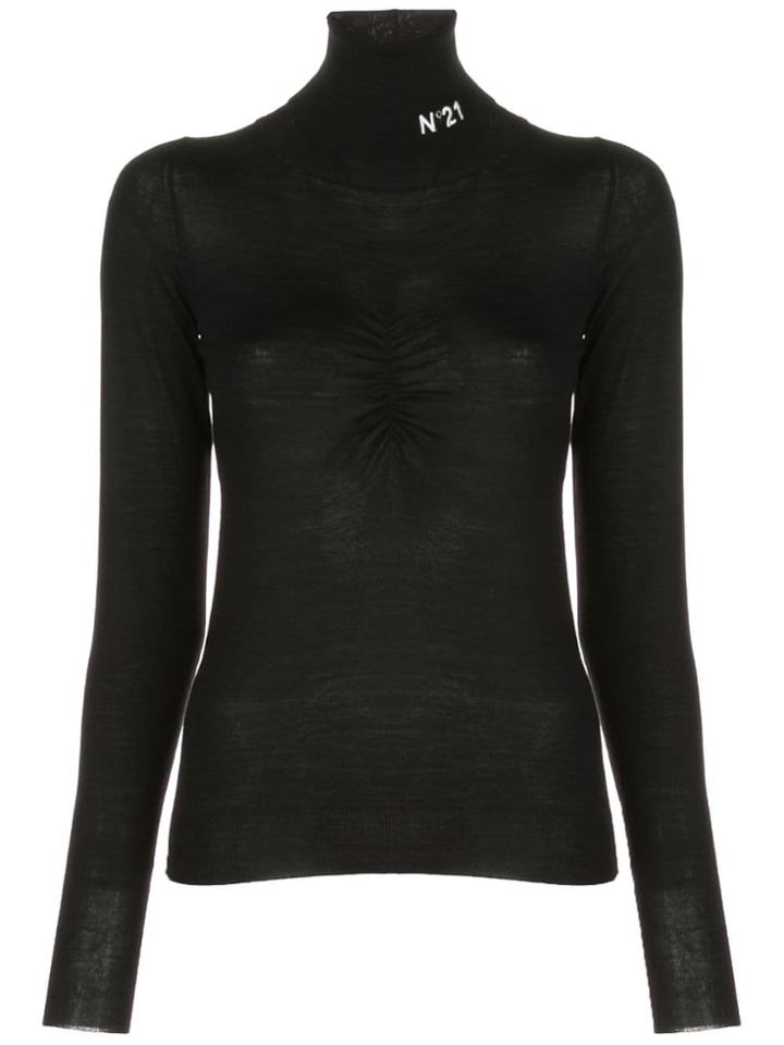 Nº21 Gathered Detail Turtleneck - Black