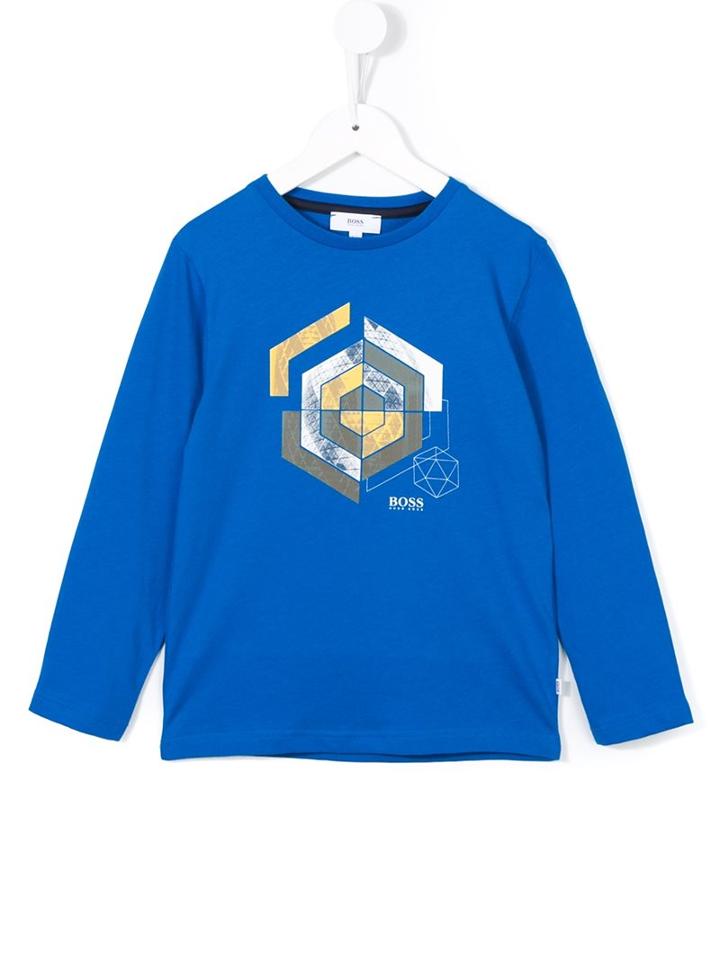 Boss Kids Geometric Print Top, Boy's, Size: 10 Yrs, Blue