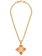 Chanel Vintage Cc Logo Stone Pendant Necklace - Metallic
