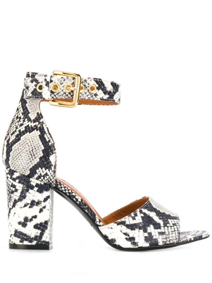 Via Roma 15 Snakeskin Print Sandals - White