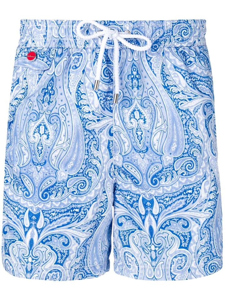 Kiton Paisley Print Swim Shorts - Blue