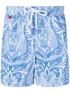 Kiton Paisley Print Swim Shorts - Blue