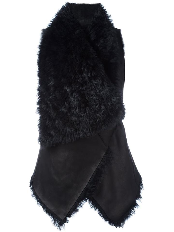 Drome Asymmetric Gilet, Women's, Size: Small, Black, Lamb Skin/lamb Fur