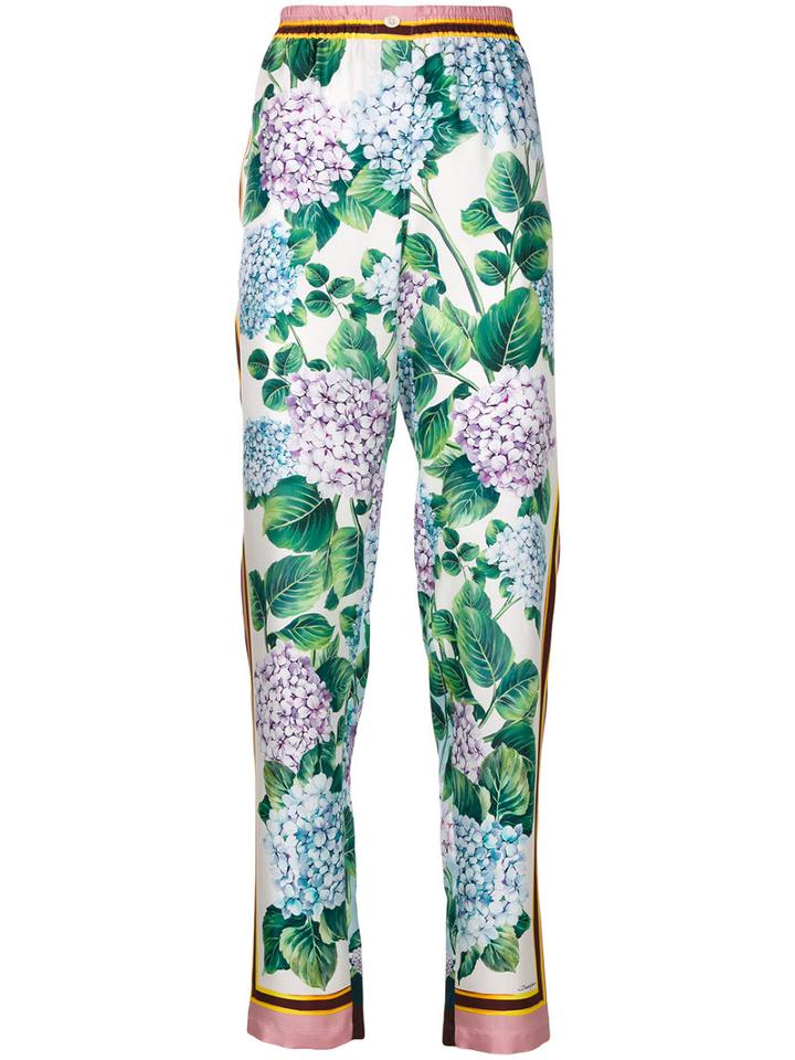 Dolce & Gabbana - Hydrangea Print Trousers - Women - Silk - 44, Silk