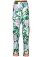 Dolce & Gabbana - Hydrangea Print Trousers - Women - Silk - 44, Silk